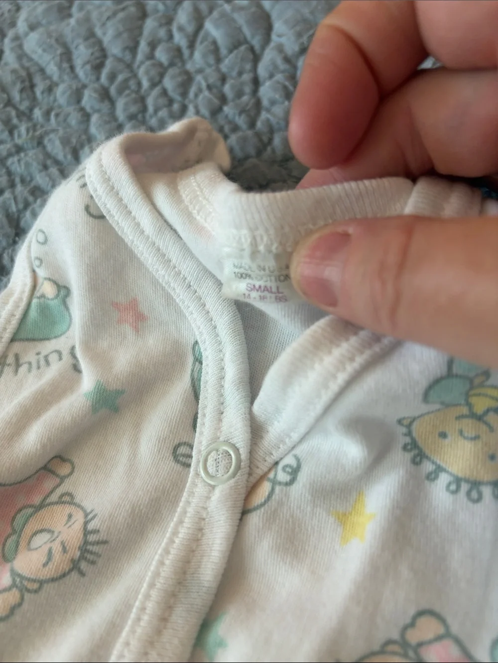Vintage Carter's White Footed One-Piece with Pastel Playtime Prints